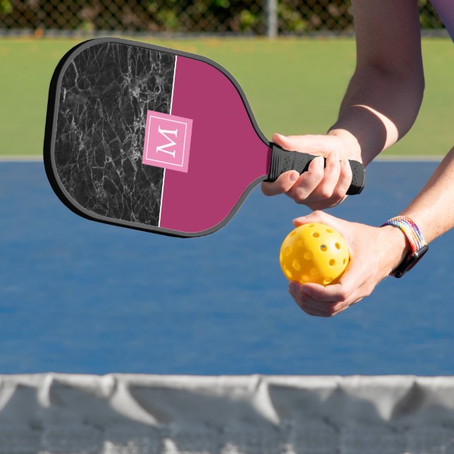 Mit Monogramm Pickleball-Paddel aus schwarzem Marm Pickleball Schläger (InSitu)