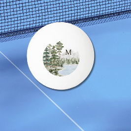 Mit Monogramm Pinienwald und See Tischtennisball