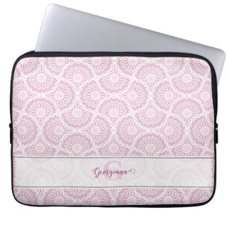 Mit Monogramm Pink Art Deco Confetti Lace Mandala Laptopschutzhülle