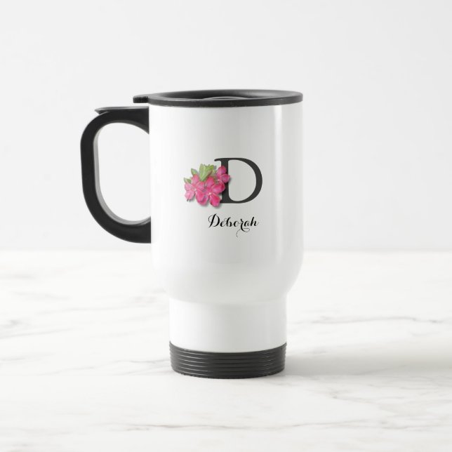 Mit Monogramm Pink Azalea Travel Mug Reisebecher (Links)