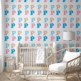 Mit Monogramm Pink Blue Gold Kinder Farbiges Muste Tapete