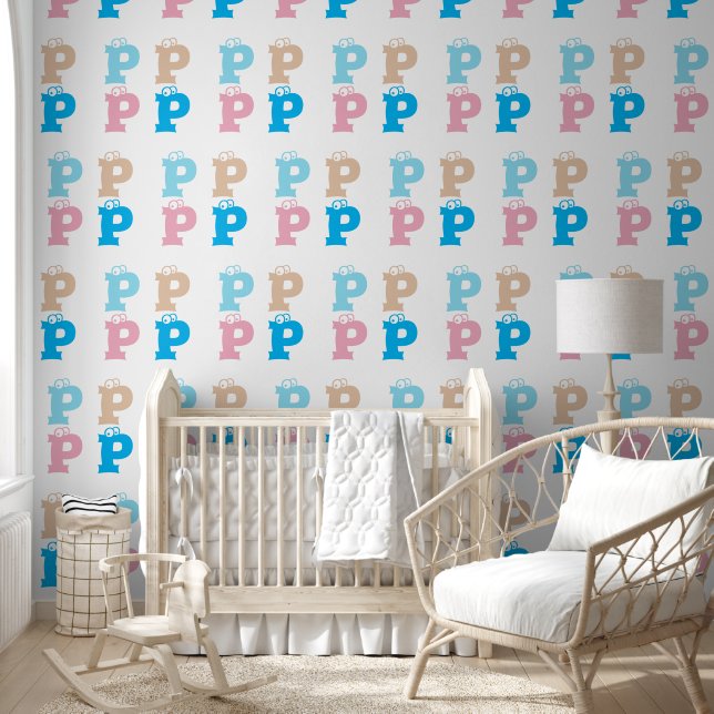 Mit Monogramm Pink Blue Gold Kinder Farbiges Muste Tapete (Kinder)