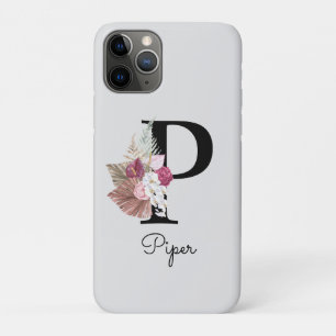 Mit Monogramm Pink Boho Floral Initial Case-Mate iPhone Hülle