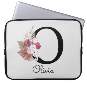 Mit Monogramm Pink Boho Girly Floral Initial O Laptopschutzhülle