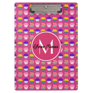 Mit Monogramm Pink Cupcakes, Personalisierter Name Klemmbrett
