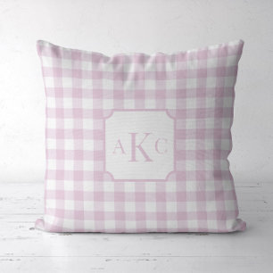 Mit Monogramm Pink Gingham Karo Kissen