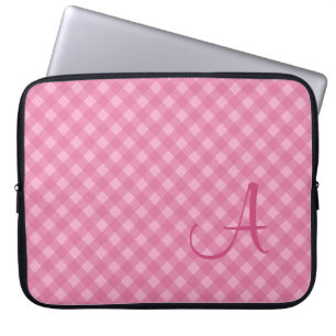 Mit Monogramm Pink Gingham Laptop Sleeve