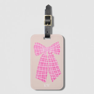 Mit Monogramm Pink Gingham Romantischer Coquette B Gepäckanhänger