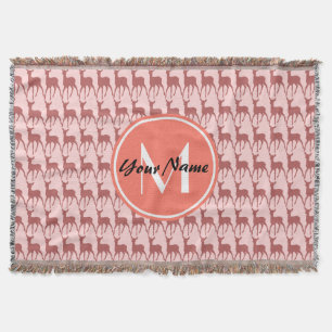 Mit Monogramm Pink Lachs Hirsch, Personalisierter  Decke