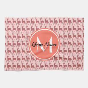 Mit Monogramm Pink Lachs Hirsch, Personalisierter  Handtuch