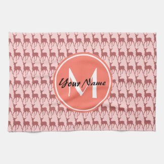 Mit Monogramm Pink Lachs Hirsch, Personalisierter  Handtuch