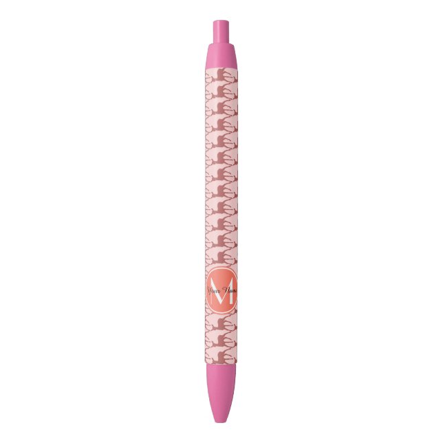 Mit Monogramm Pink Lachs Hirsch, Personalisierter  Kugelschreiber (Vorderseite Vertikal)