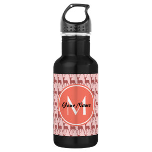 Mit Monogramm Pink Lachs Hirsch, Personalisierter Trinkflasche