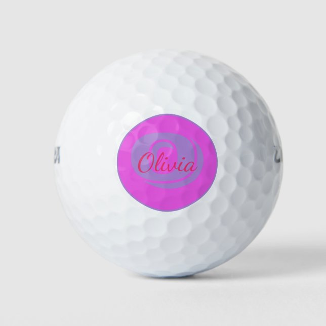 Mit Monogramm Pink, Magenta und Lavendel Golfball (Vorderseite)