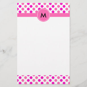 Mit Monogramm Pink Polka Dots Briefpapier