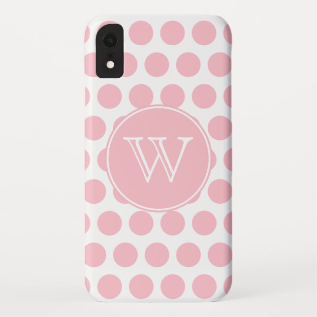 Mit Monogramm Pink Polka Dots Case-Mate iPhone Hülle (Rückseite)