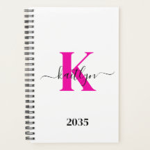 Mit Monogramm Pink-Schwarz-Initialname-Planer