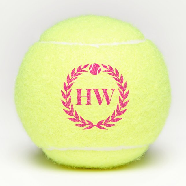 Mit Monogramm Pink Tennisbälle (Vorderseite)