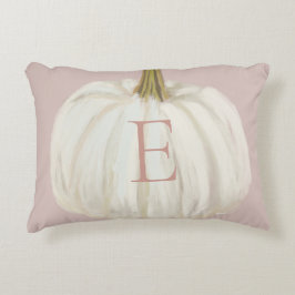 Mit Monogramm Pink und White Fall Pumpkin Dekokissen