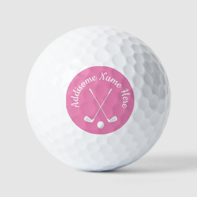 Mit Monogramm Pink White Golf Club Ladys Golf B Golfball (Vorderseite)