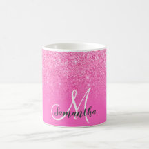 Mit Monogramm pinkfarbener Glitzer ombre hinzufüge