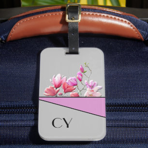 Mit Monogramm "Pinks" Botanische Gepäckmarke Gepäckanhänger