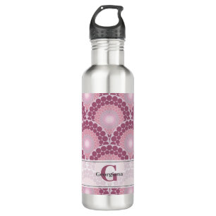 Mit Monogramm Pinks Dusky Rose Dot Mandala Edelstahlflasche