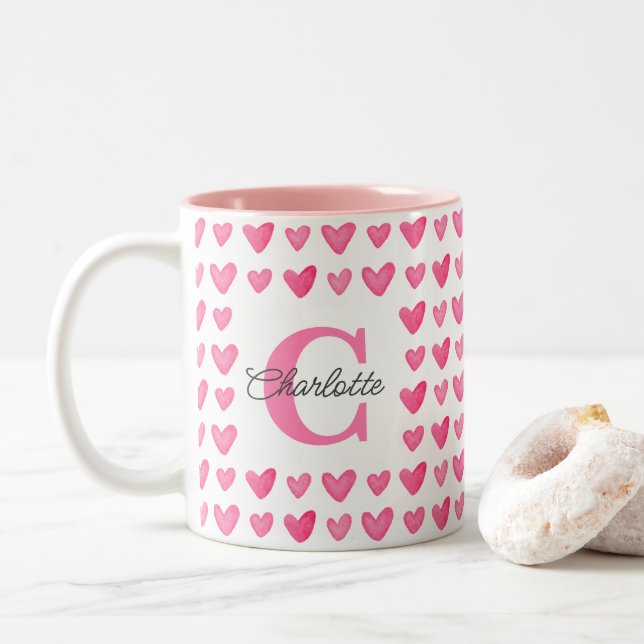 Mit Monogramm Pinselspitzen für Wasserfarben, indi Zweifarbige Tasse (Mit Donut)