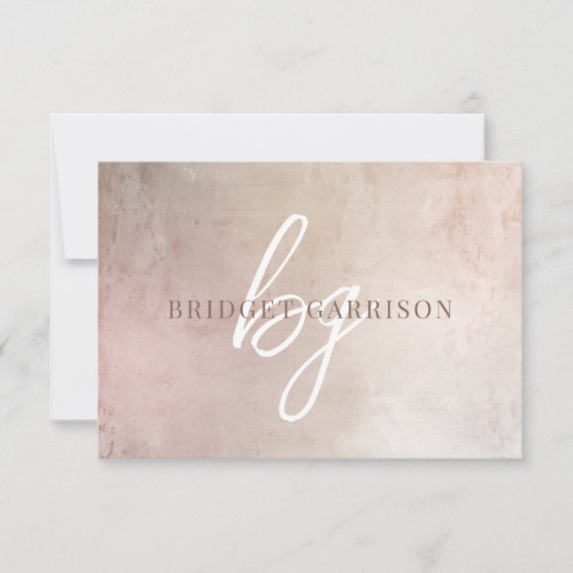 Mit Monogramm Pinselstriche Mitteilungskarte (Vorderseite)