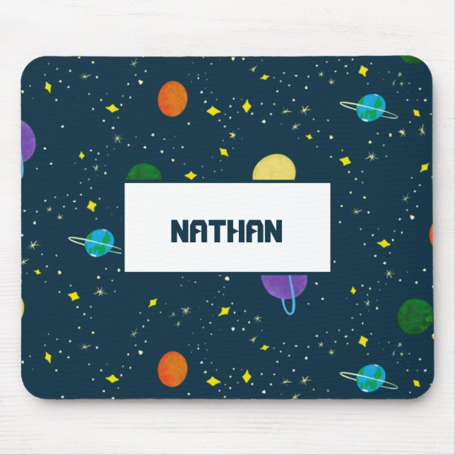 Mit Monogramm Planeten in der Weltraumgalaxie Mousepad (Vorne)