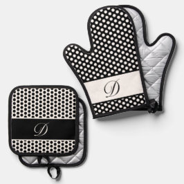 Mit Monogramm Polka-Dot Ofenhandschuh & Topflappen-Set