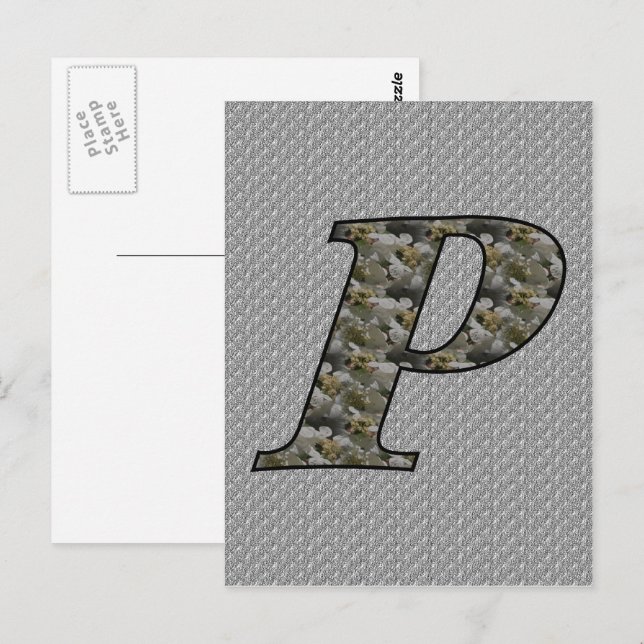 Mit Monogramm Postkarte P Hydrangea Floral (Vorne/Hinten)