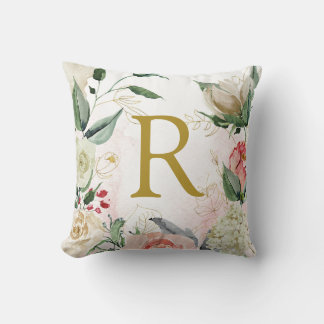 Mit Monogramm prättywatercolor Florin personalisie Kissen