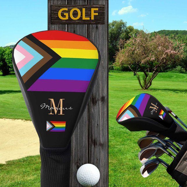 Mit Monogramm Progress Rainbow Flag Golf Clubs Cov Headcover (Von Creator hochgeladen)