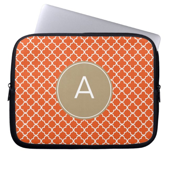 Mit Monogramm Quatrefolienmuster Laptopschutzhülle (Vorderseite)