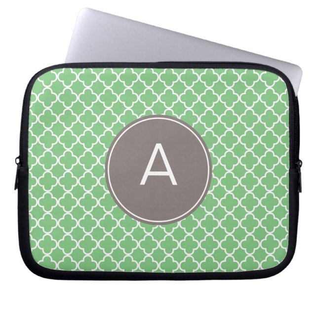 Mit Monogramm Quatrefolienmuster Laptopschutzhülle (Vorderseite)