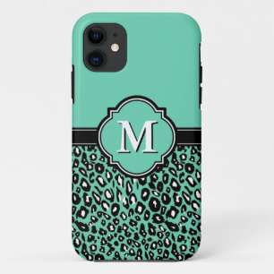 Mit Monogramm Quatrefolienspitzen-Leoparden iPhone 11 Hülle