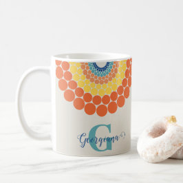 Mit Monogramm Radiant Aegean Summer Dot Mandala Kaffeetasse