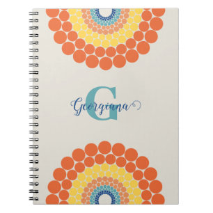 Mit Monogramm Radiant Aegean Summer Dot Mandala Notizblock