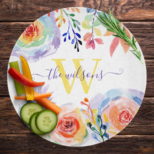 Mit Monogramm Rainbow-Floral-Schneidbrett Schneidebrett