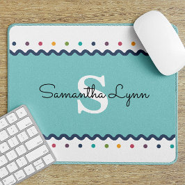 Mit Monogramm Rainbow Polka Dot Mousepad