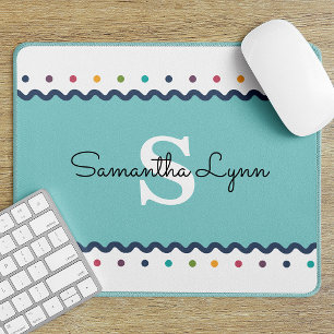 Mit Monogramm Rainbow Polka Dot Mousepad