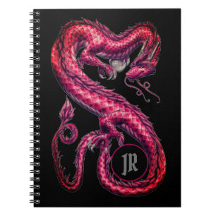 Mit Monogramm Red Asian Dragon Notebook Notizblock