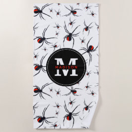 Mit Monogramm Red & Black Spider Muster Strandtuch