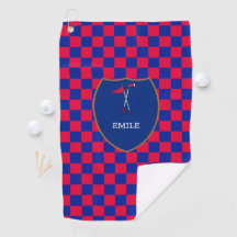 Mit Monogramm Red Blue Karos & Golf Club & Flag Go
