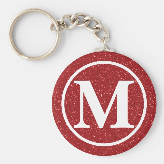 Mit Monogramm Red Glitz BB Schlüsselanhänger (Vorne)