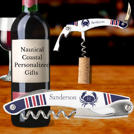 Mit Monogramm Red Navy Blue White Crab Nautic Kellnermesser