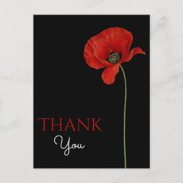Mit Monogramm Red Poppy auf Black Danke Postkarte