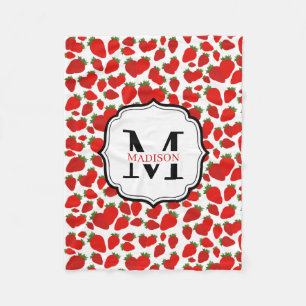 Mit Monogramm Red Strawberry Pattern Fleecedecke