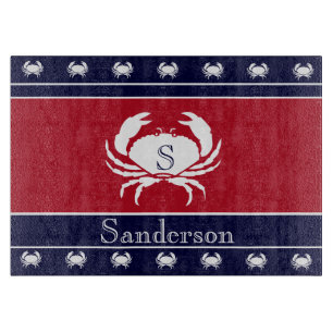 Mit Monogramm Red White Black Crab Kitchen Rug Schneidebrett